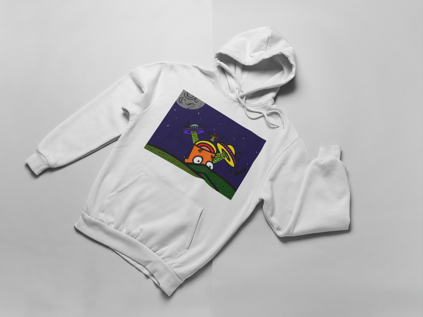 UFO Brain Abduction Pullover Hoodie Sweatshirt